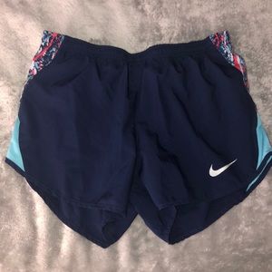 Navy Blue Nike Athletic Shorts With Side Design